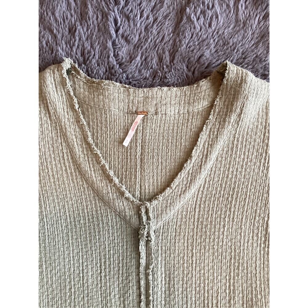 Free People Women's Tweed Crop Top Boxy Fit Boho Comfy Sage Green Size Small - Picture 2 of 9